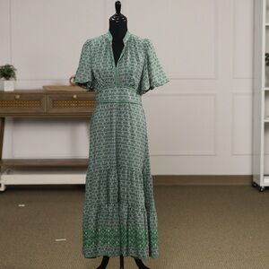 Max Studio Green Geometric Maxi Dress